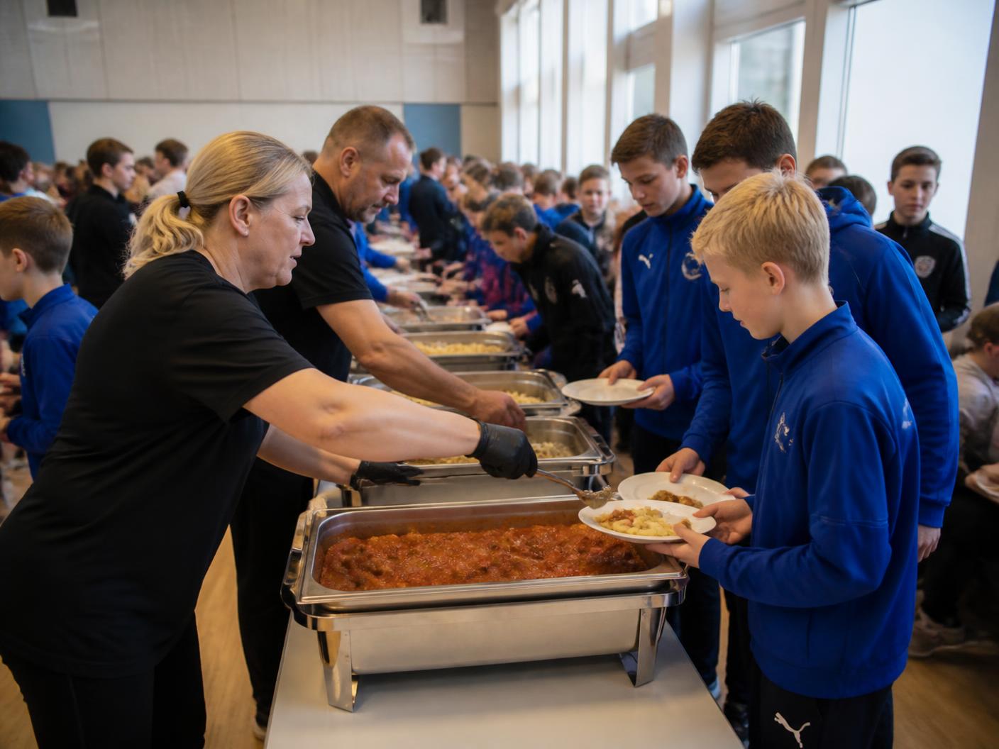 Servering av mat till unga lag under en cup